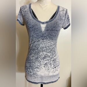 Y2K Gray Burnout V-neck T-Shirt SZ S